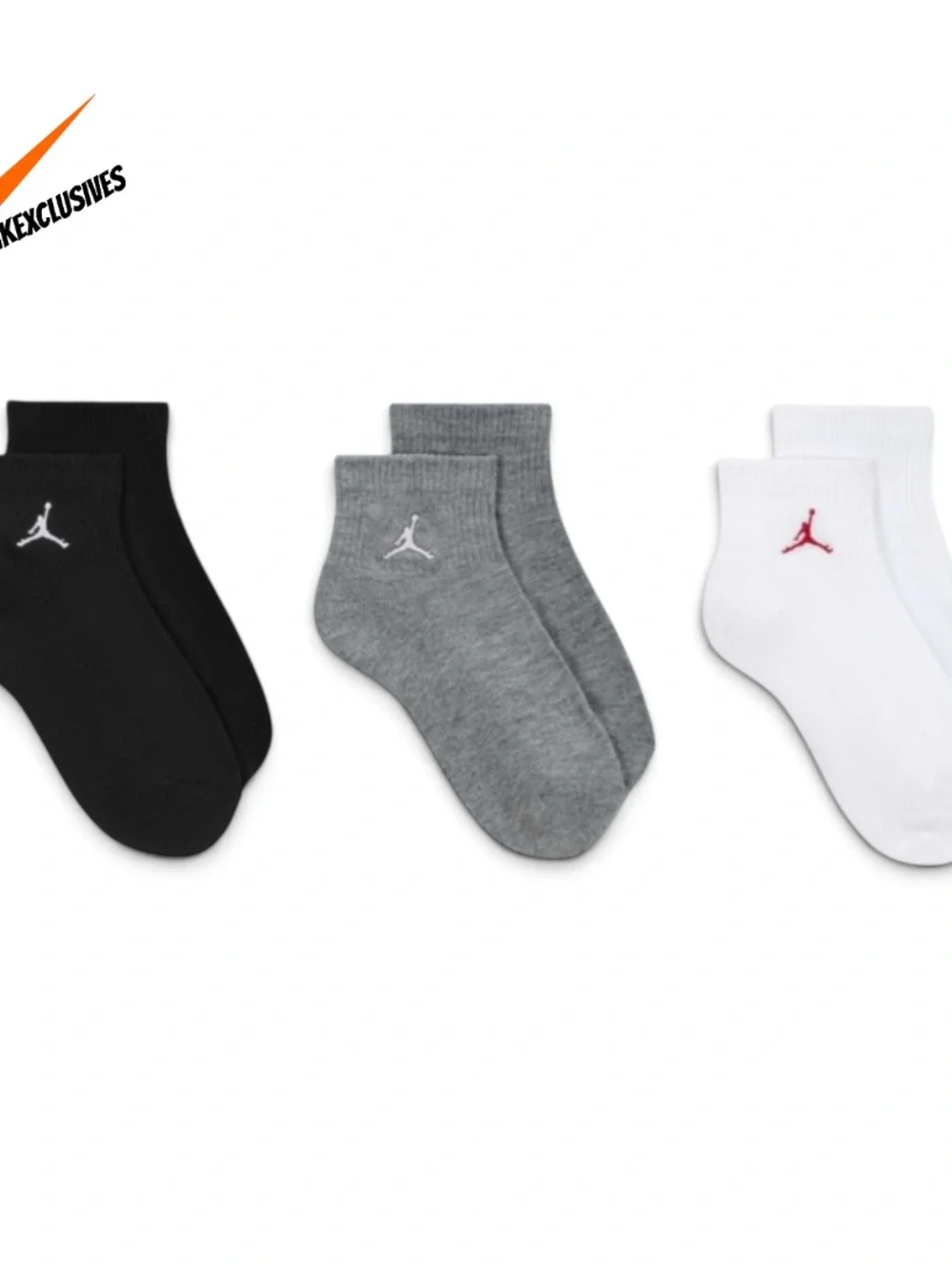 Jordan Men's Black, Gray & White Athletic Ankle Socks - 3-Pack
